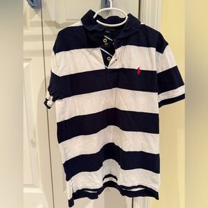 Polo by Ralph Lauren- Kids Striped Polo W/Contrast Placket, Navy, Size M(10-12)
